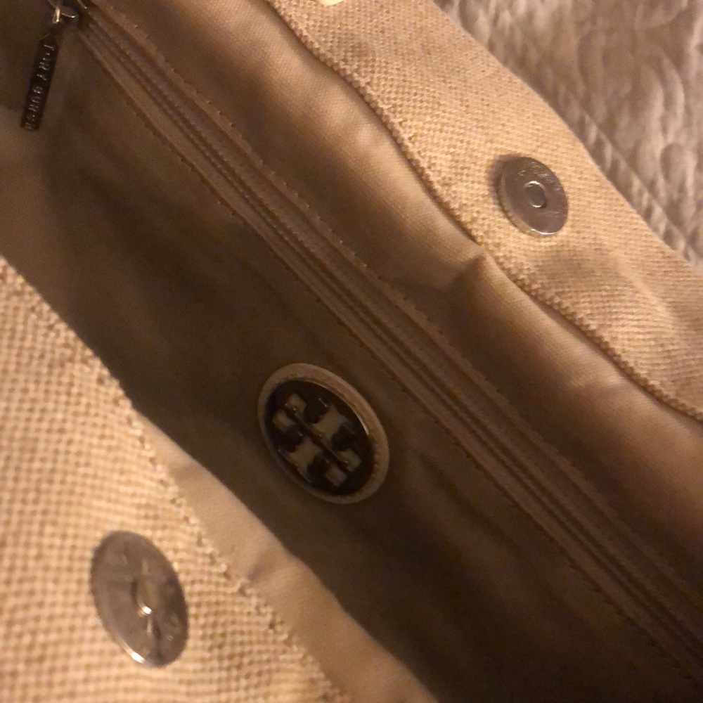 Tory Burch Linen Purse. 13” wide, 9.5” tall 5”wide. - Picture 6 of 8